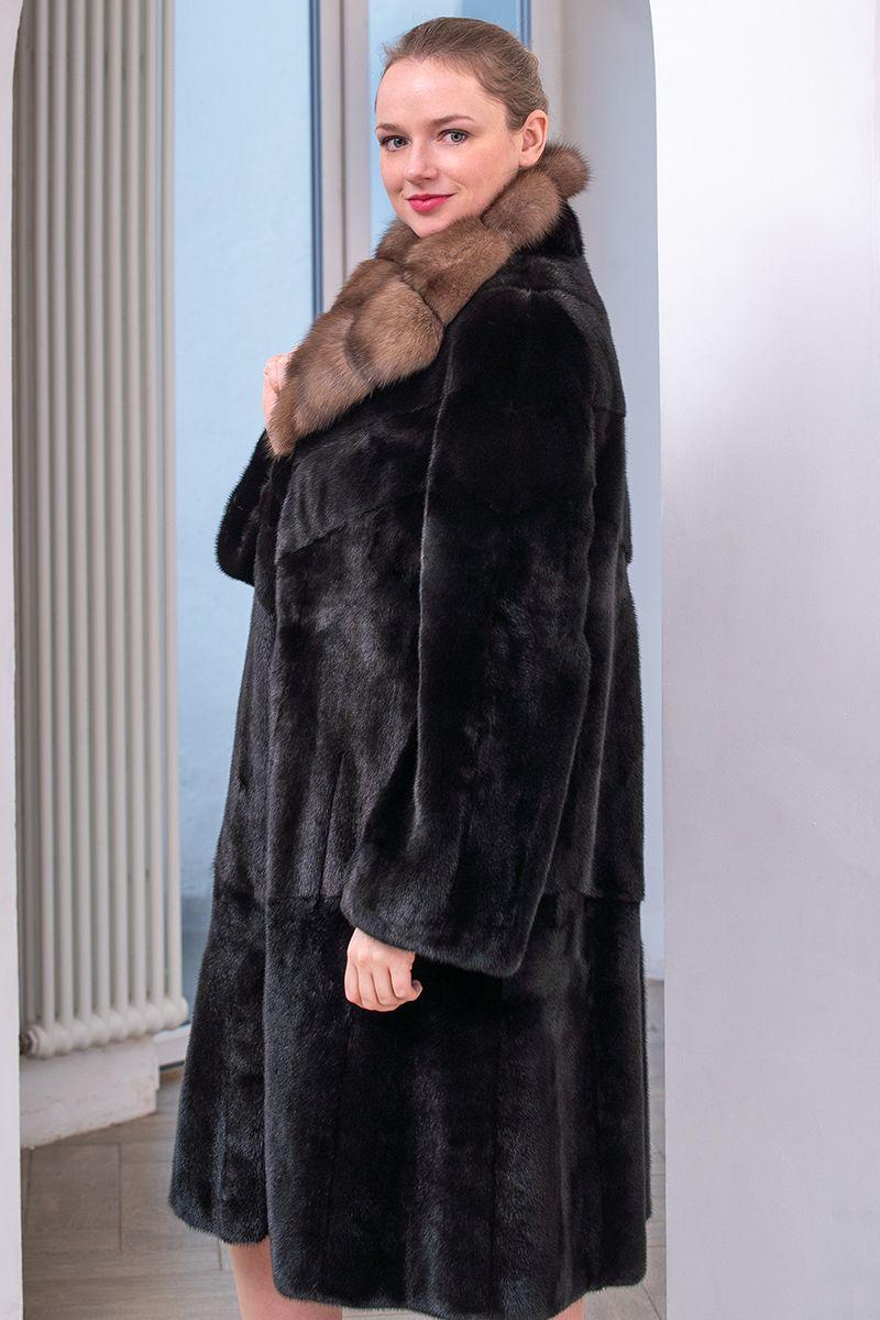 Норковая шуба с соболем фото