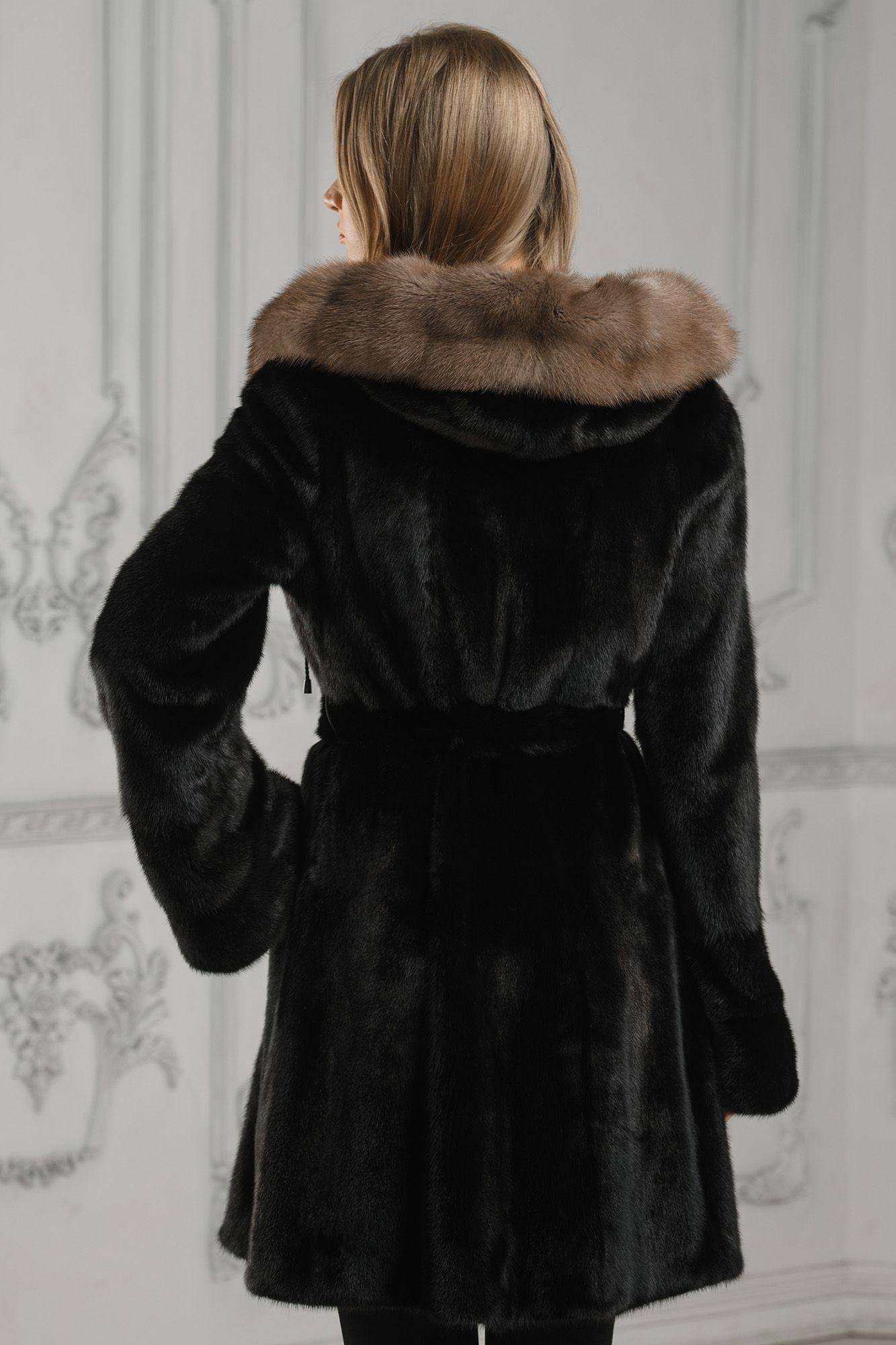 Норковая шуба с капюшоном фото