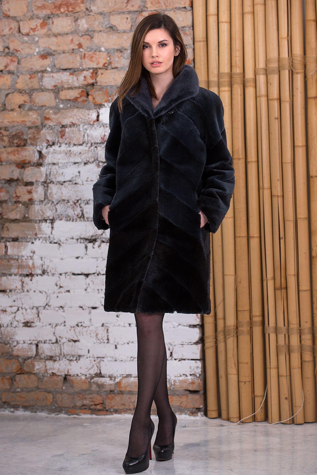 Пальто женское из бобра с норкой фото