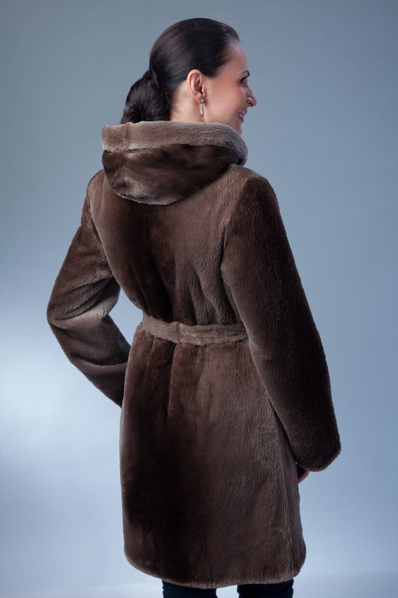 Шуба из бобра с капюшоном фото