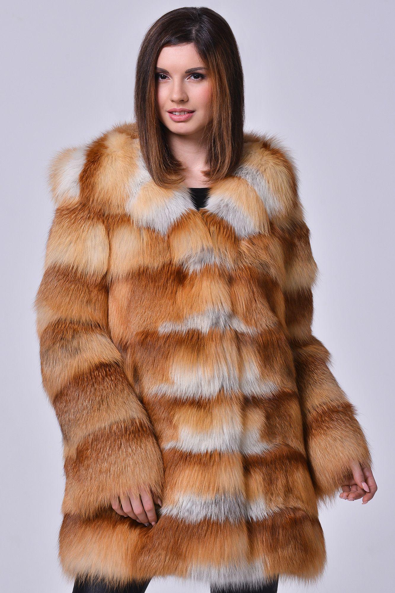 Куртка из лисы с капюшоном фото