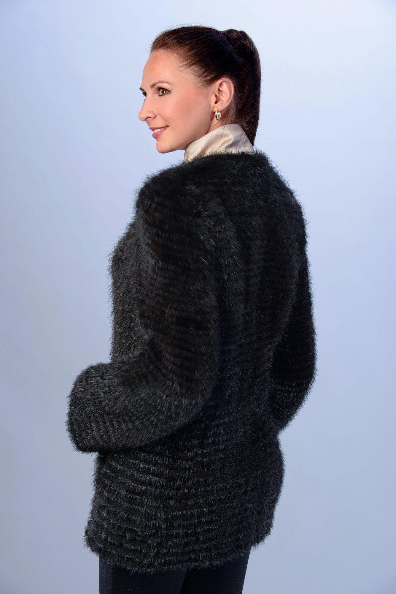 Жакет из норки с трикотажем фото