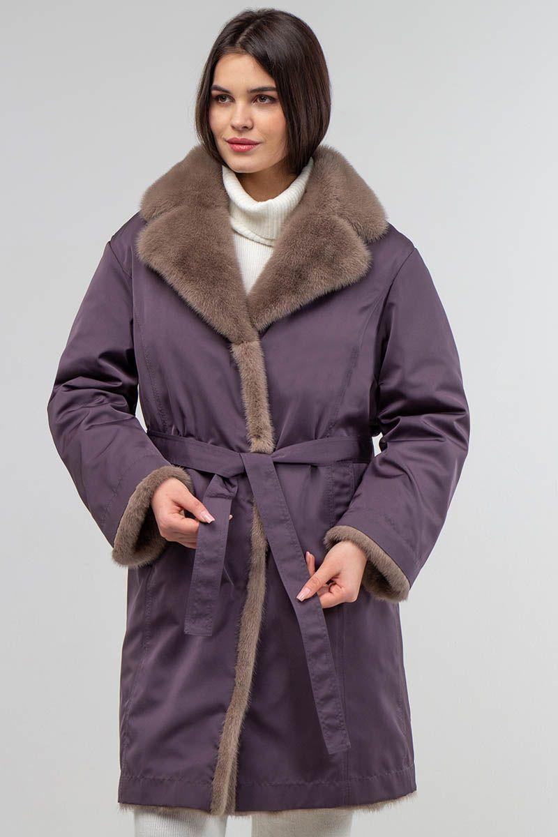 Пальто двустороннее из норки и плащевой ткани фото