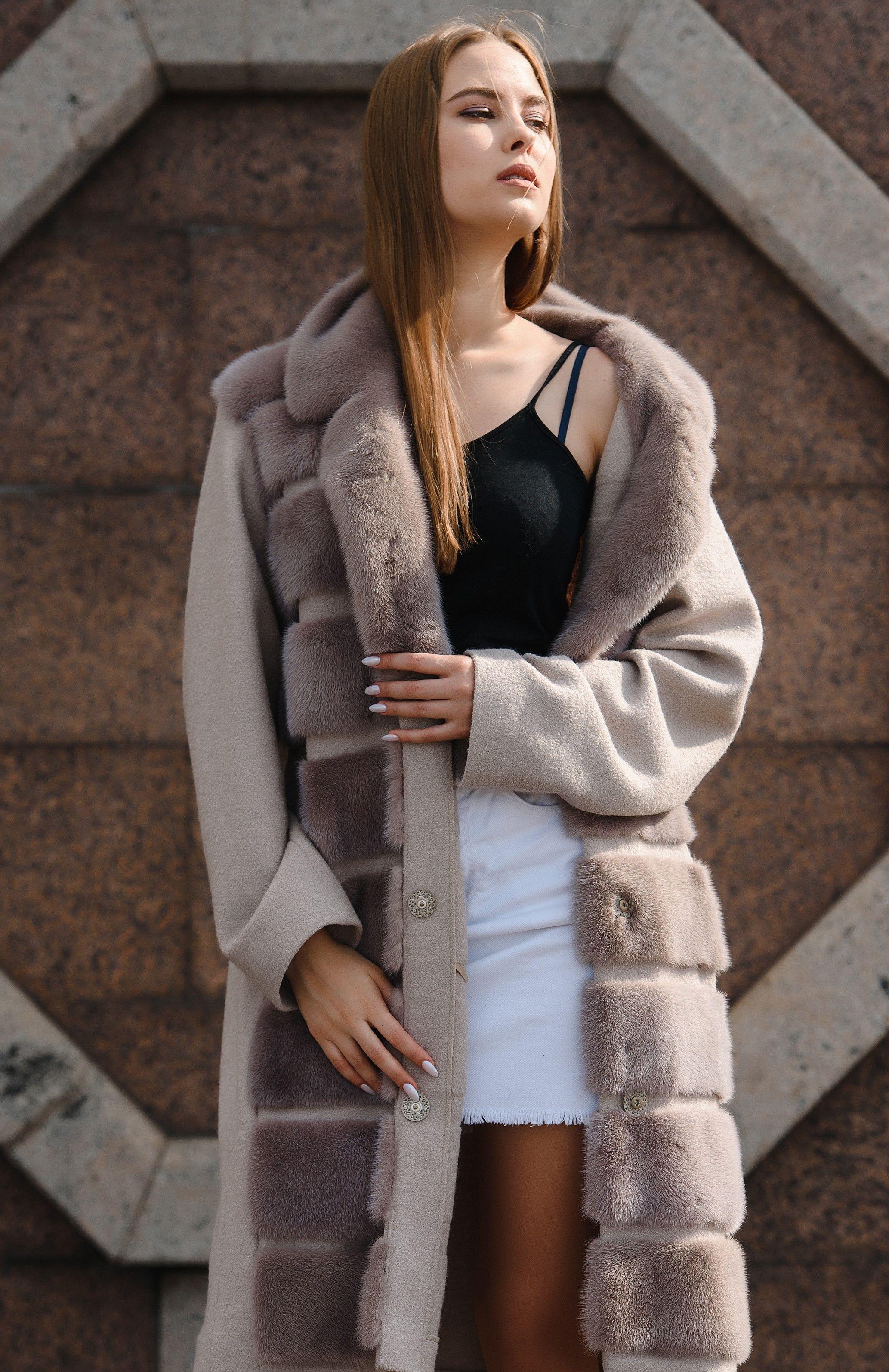 Пальто из норки на кашемире фото