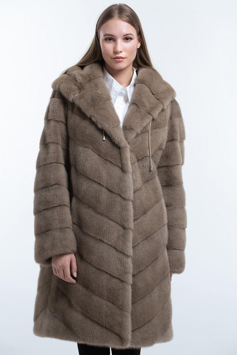 Норковая шуба с капюшоном фото