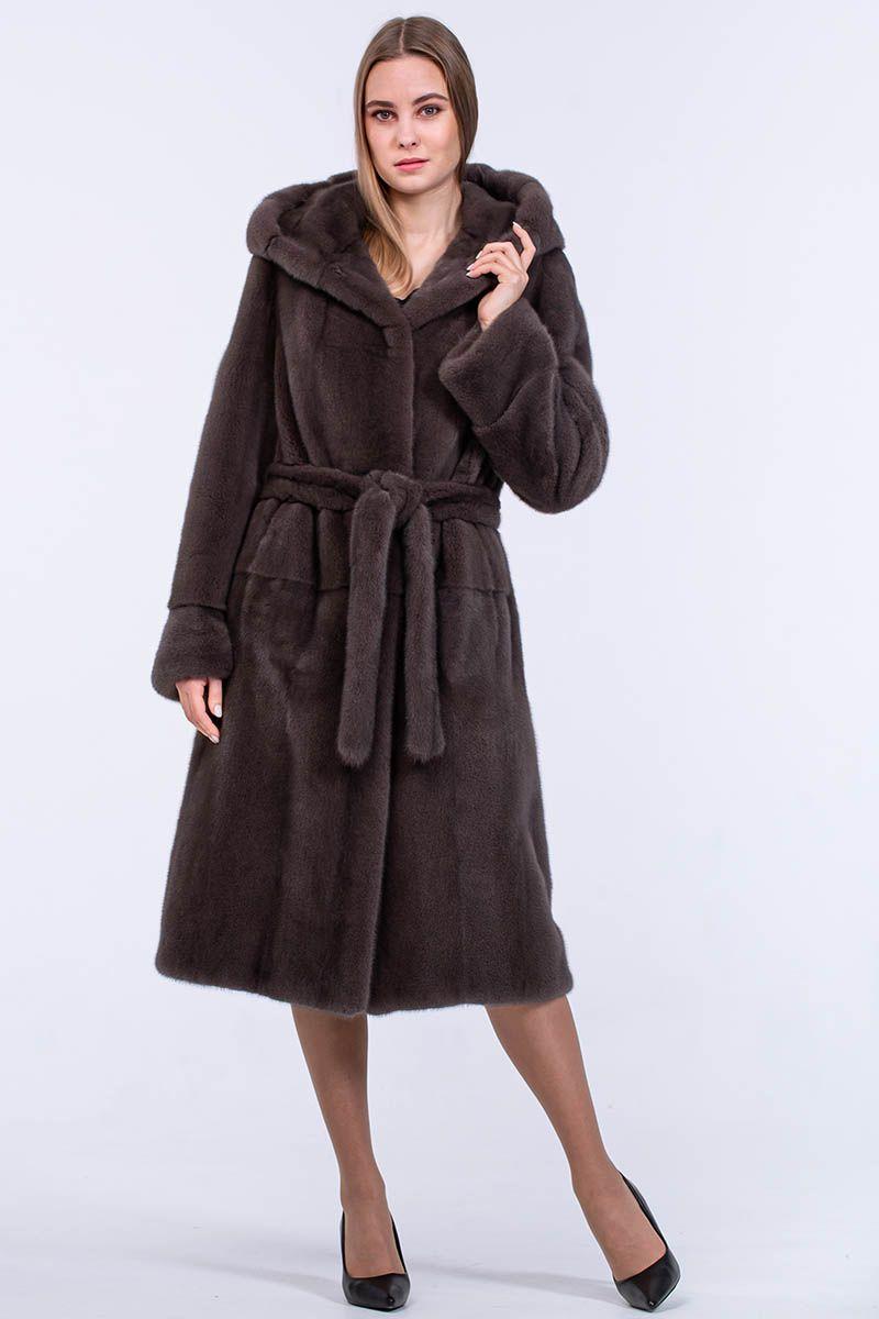 Норковая шуба с капюшоном фото