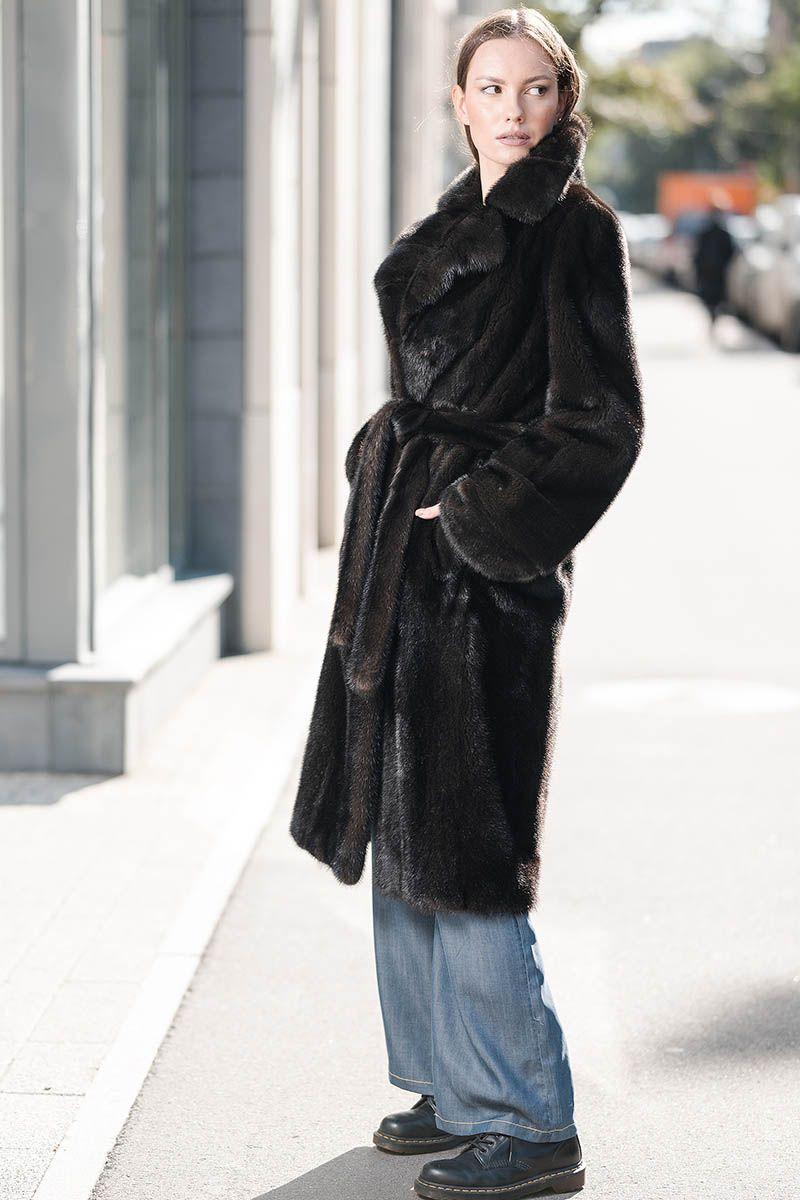 Норковая шуба с английским воротником фото