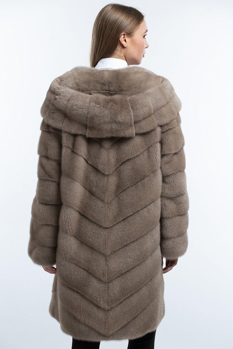 Норковая шуба с капюшоном фото