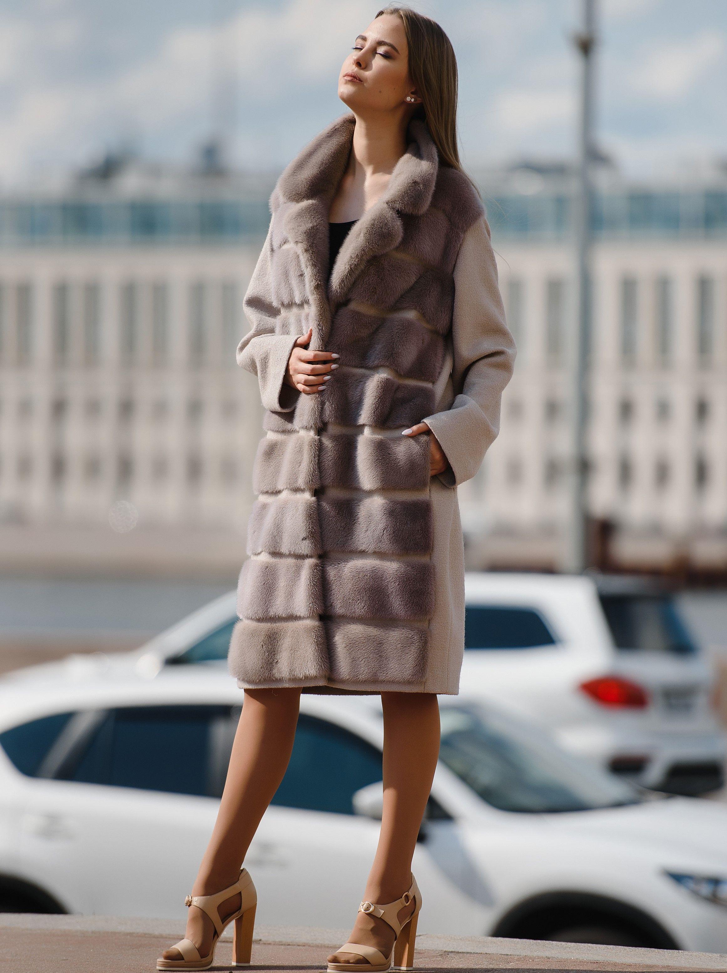 Пальто из норки на кашемире фото