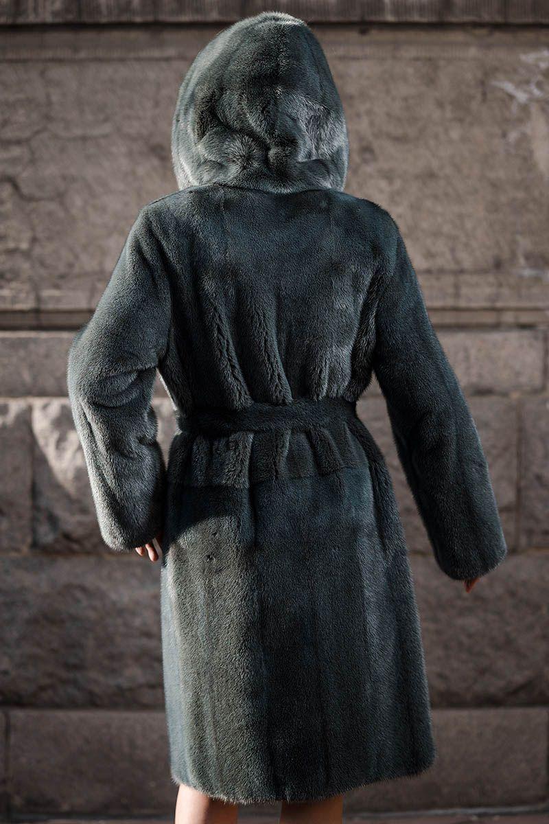 Норковая шуба с капюшоном фото