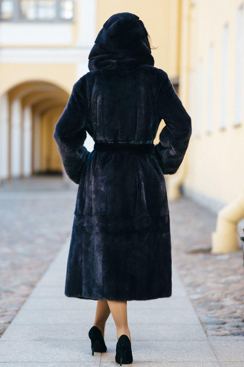 Норковая шуба с капюшоном фото