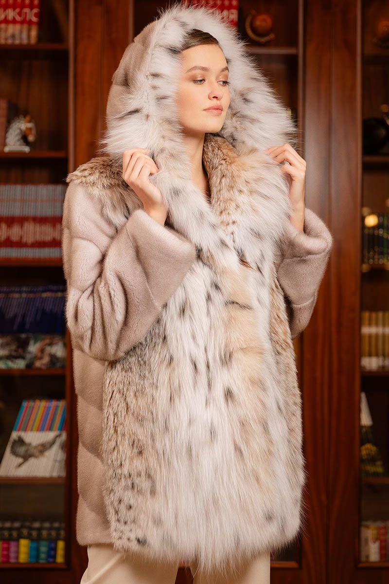 Куртка из меха норки и рыси фото