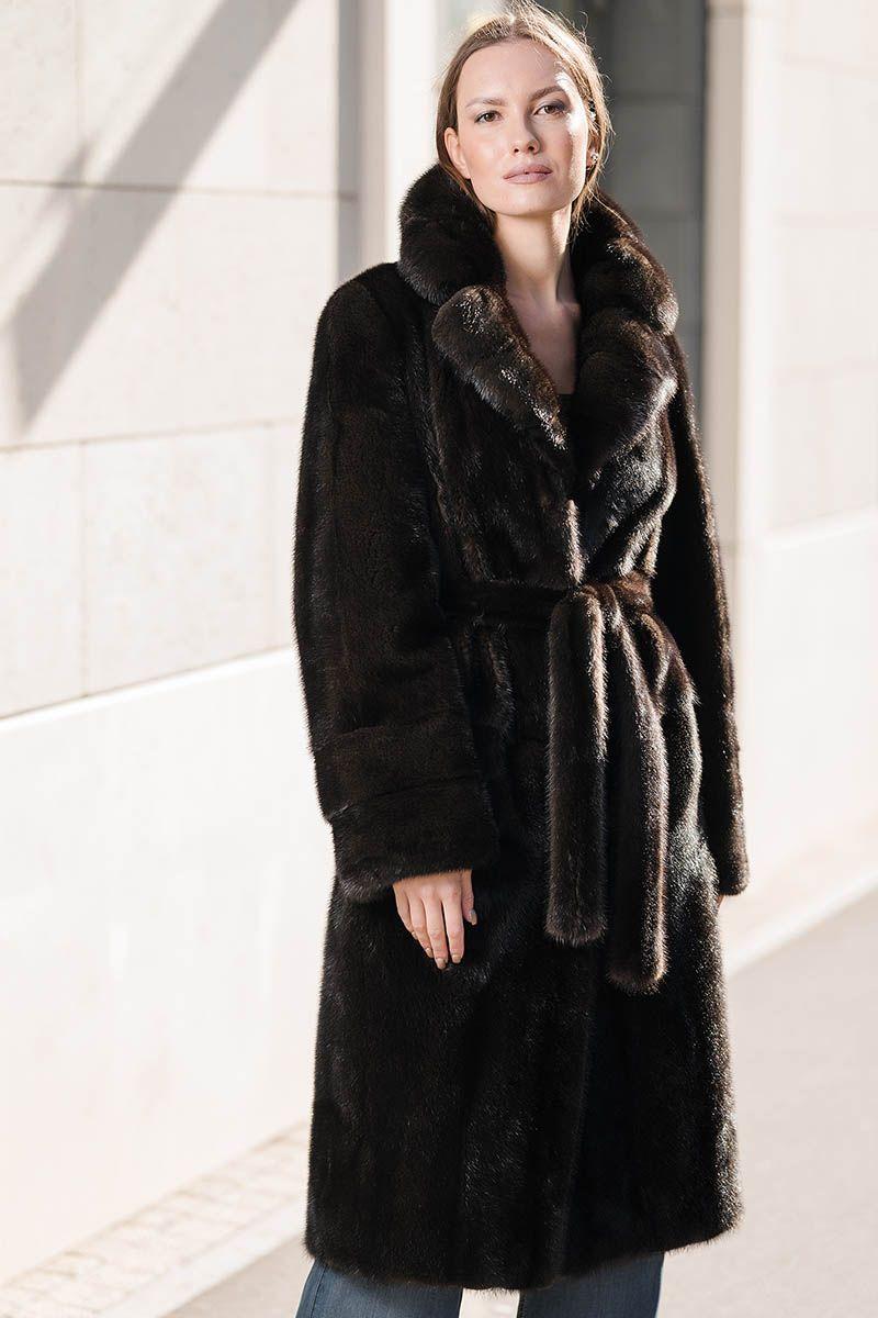 Норковая шуба с английским воротником фото