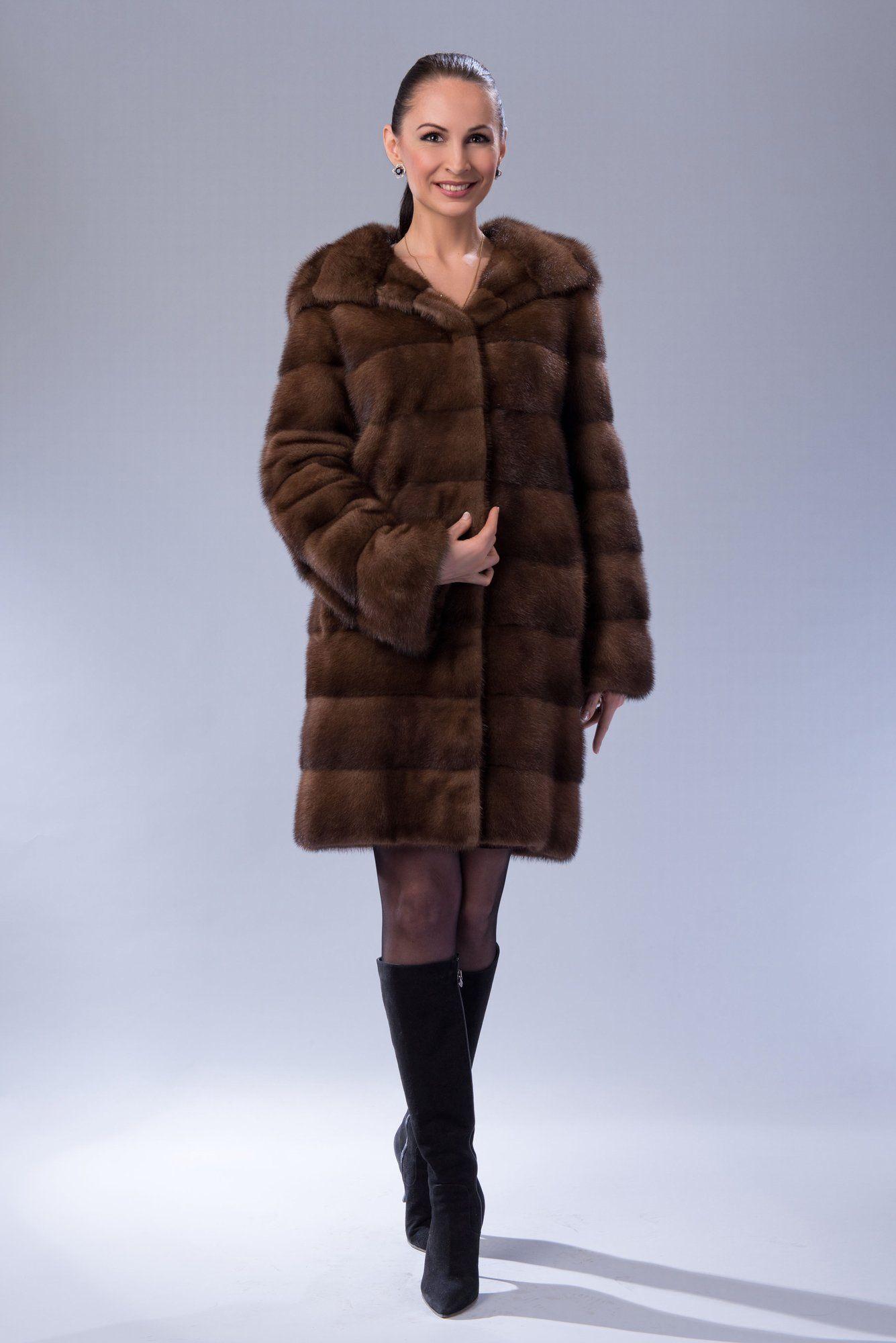 Норковая шуба с капюшоном фото
