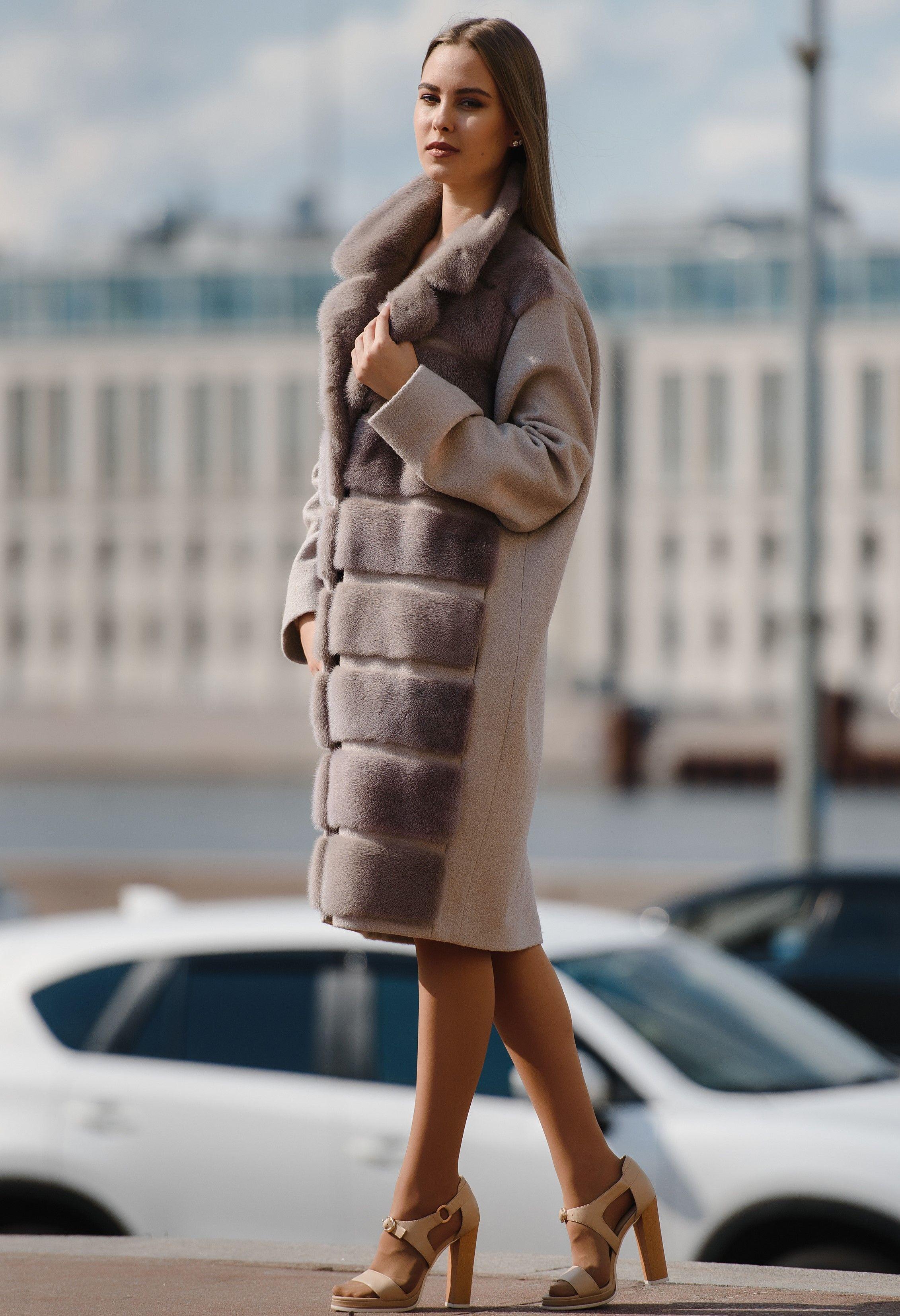 Пальто из норки на кашемире фото