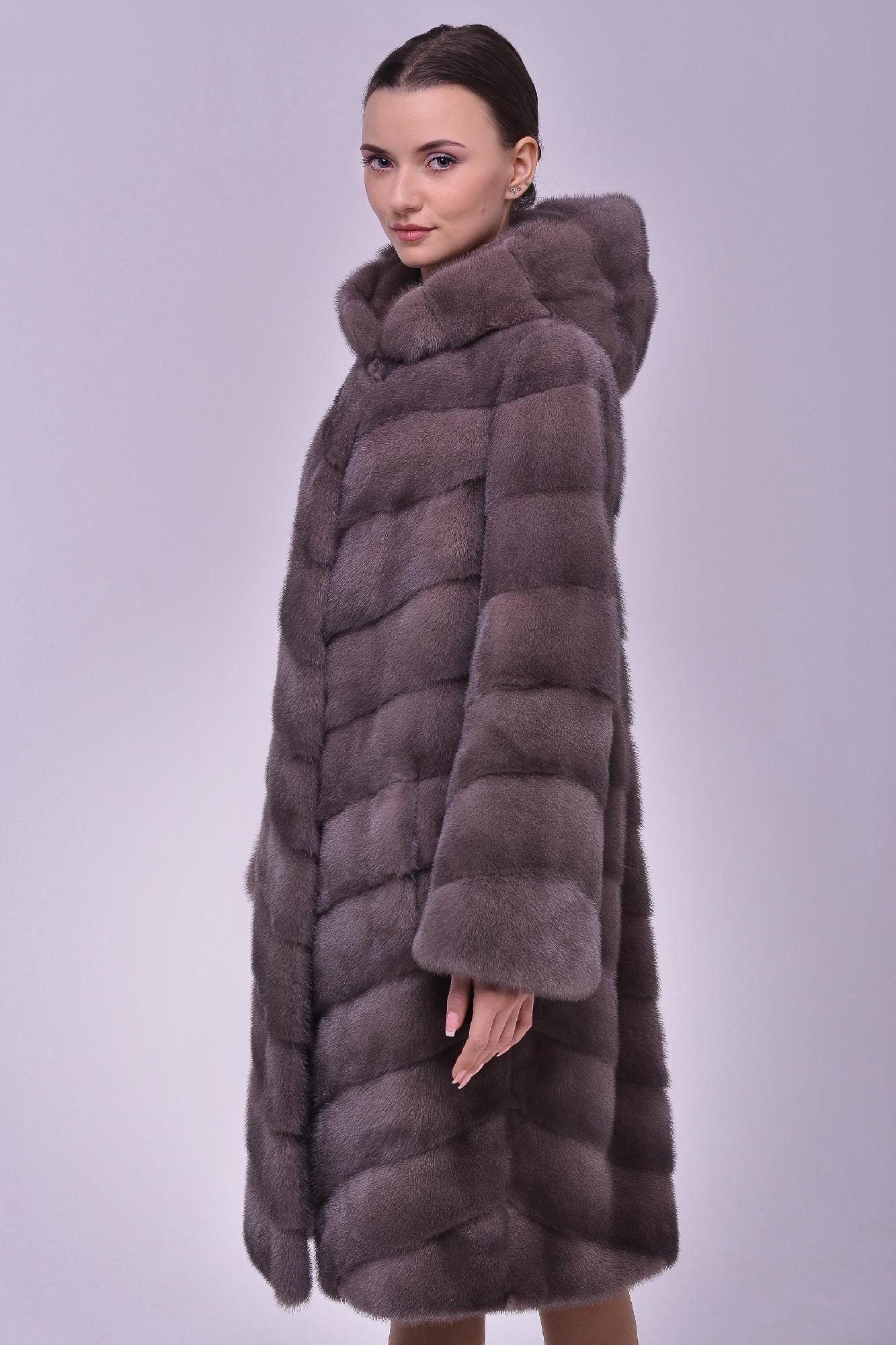 Норковая шуба с капюшоном фото