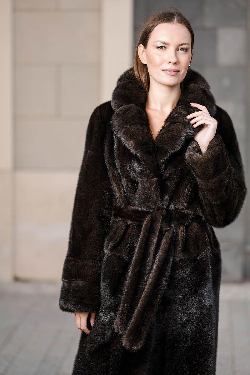 Норковая шуба с английским воротником фото