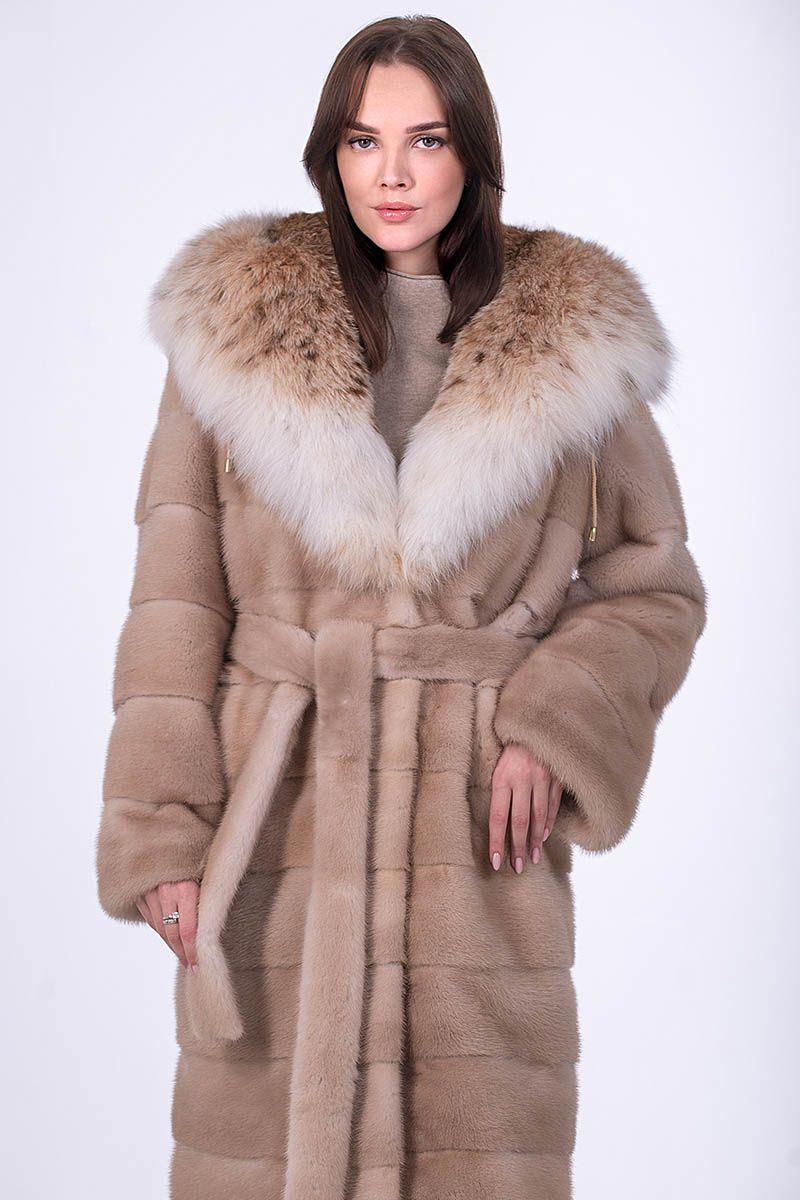 Шуба из норки с рысью фото