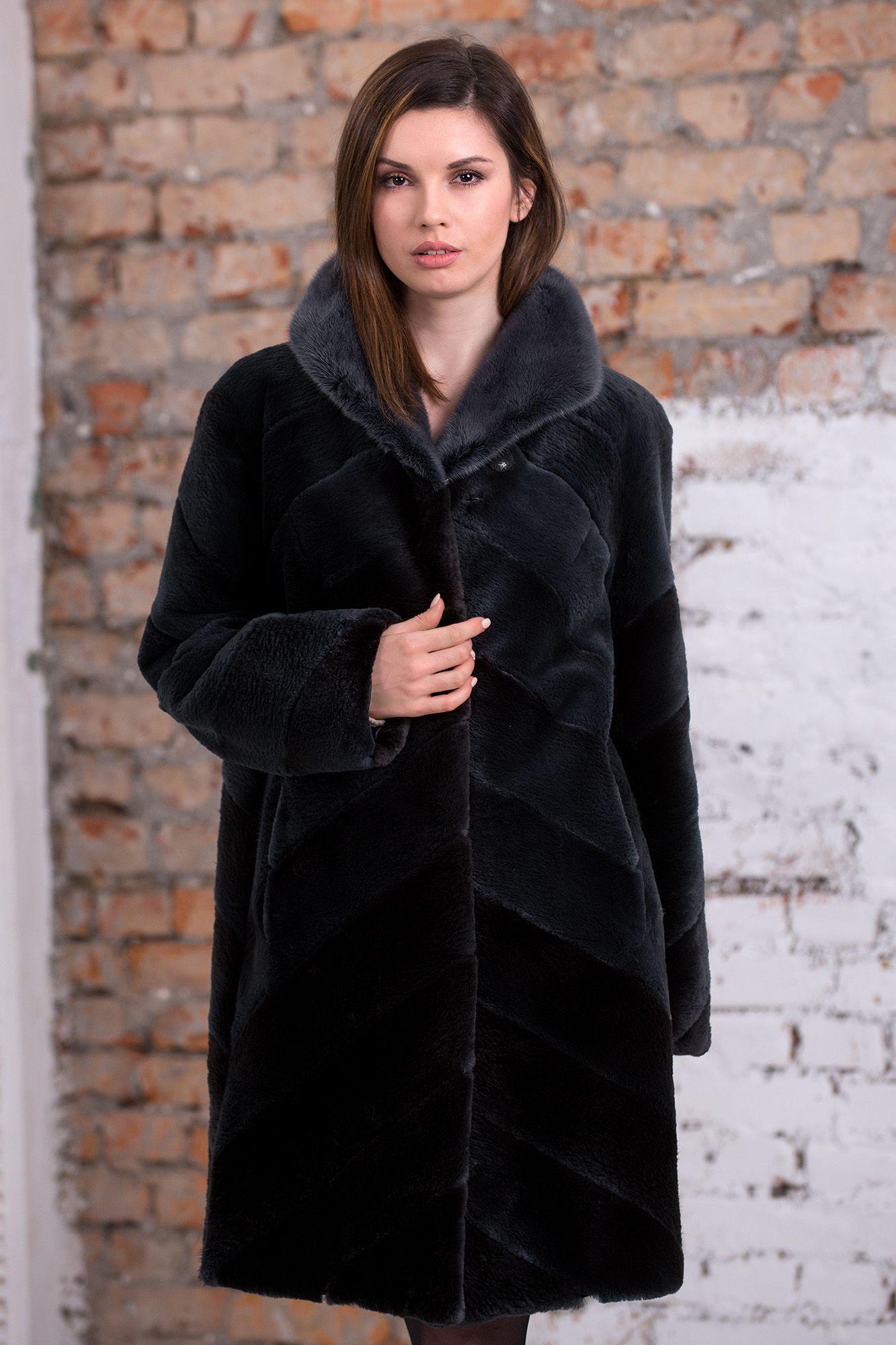 Пальто женское из бобра с норкой фото