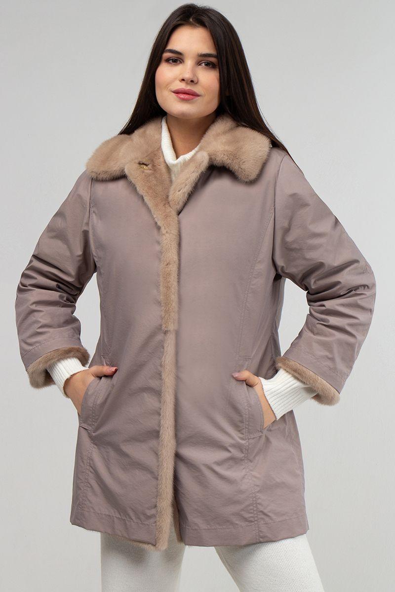 Пальто двусторонее из норки и плащевой ткани фото