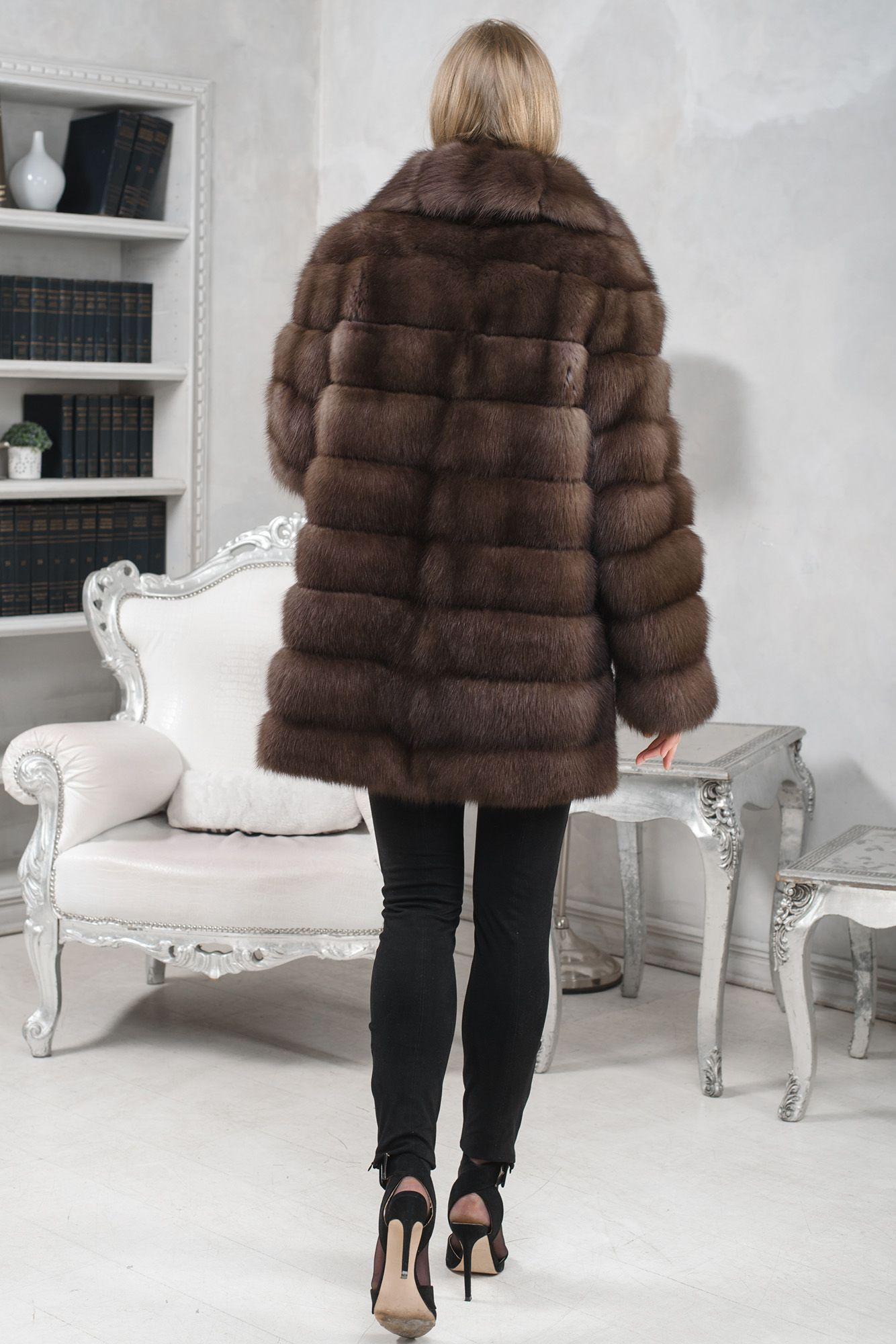 Куртка из куницы с воротником шаль фото